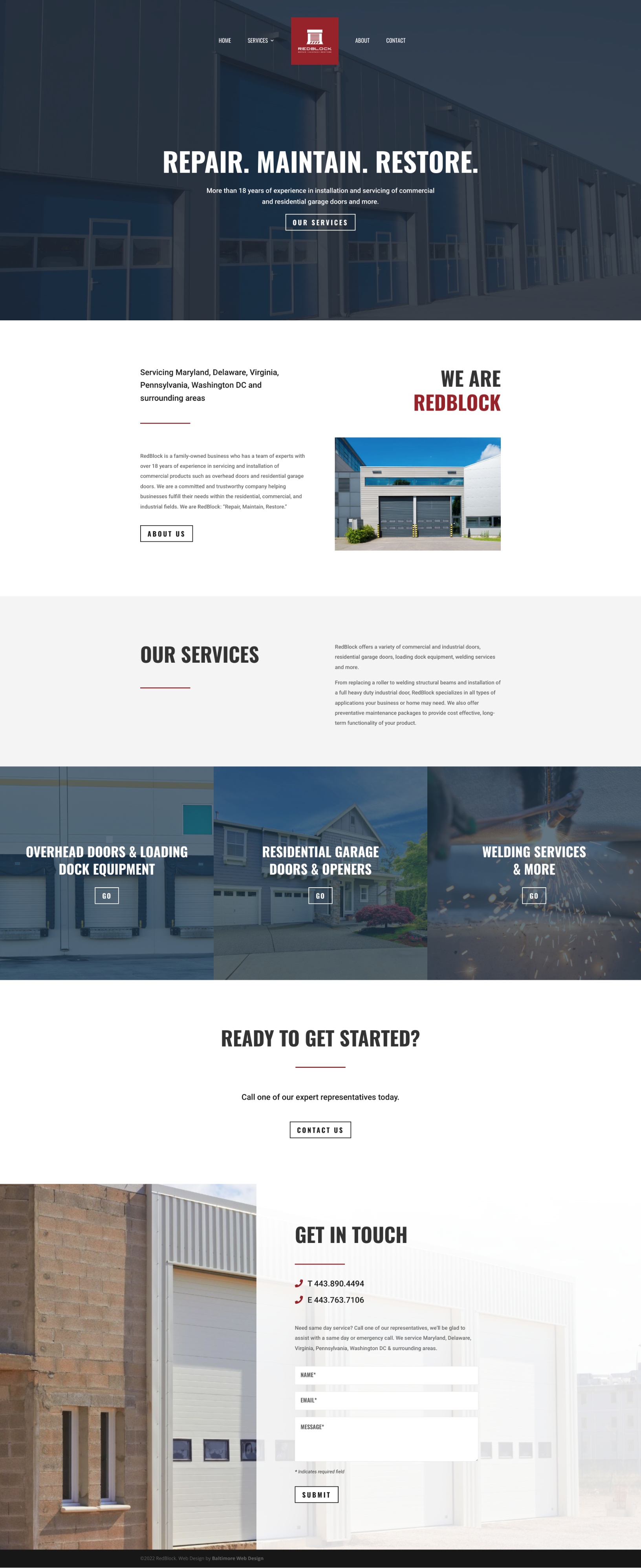 RedBlock homepage mockup