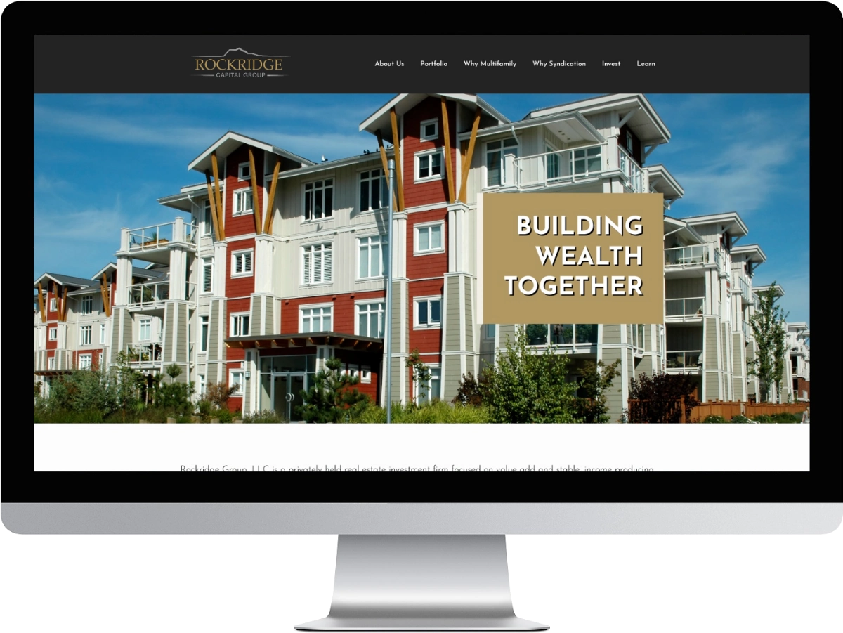 Rockridge Capital Group website mockup on a desktop screen