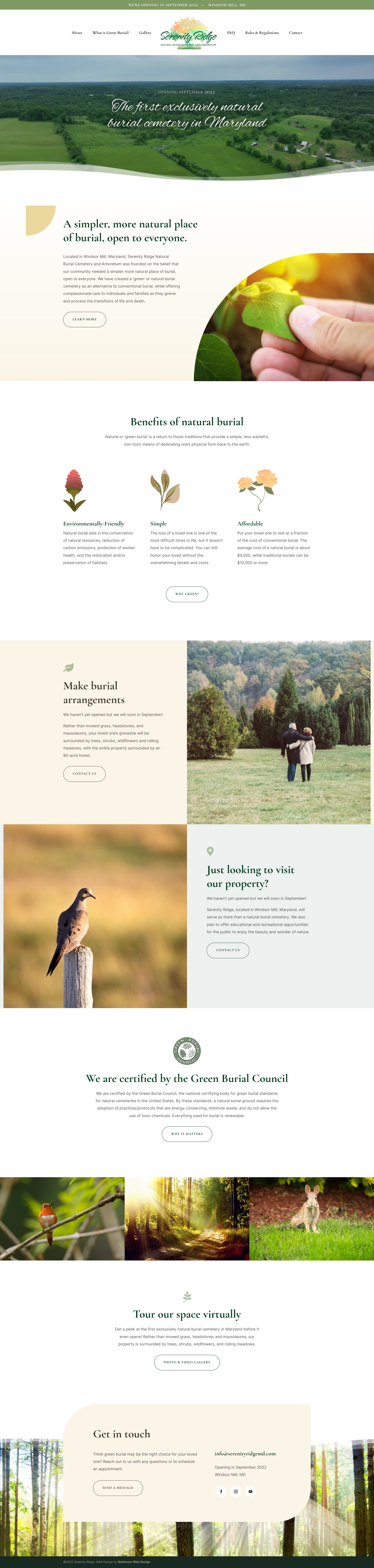 Serenity Ridge homepage mockup