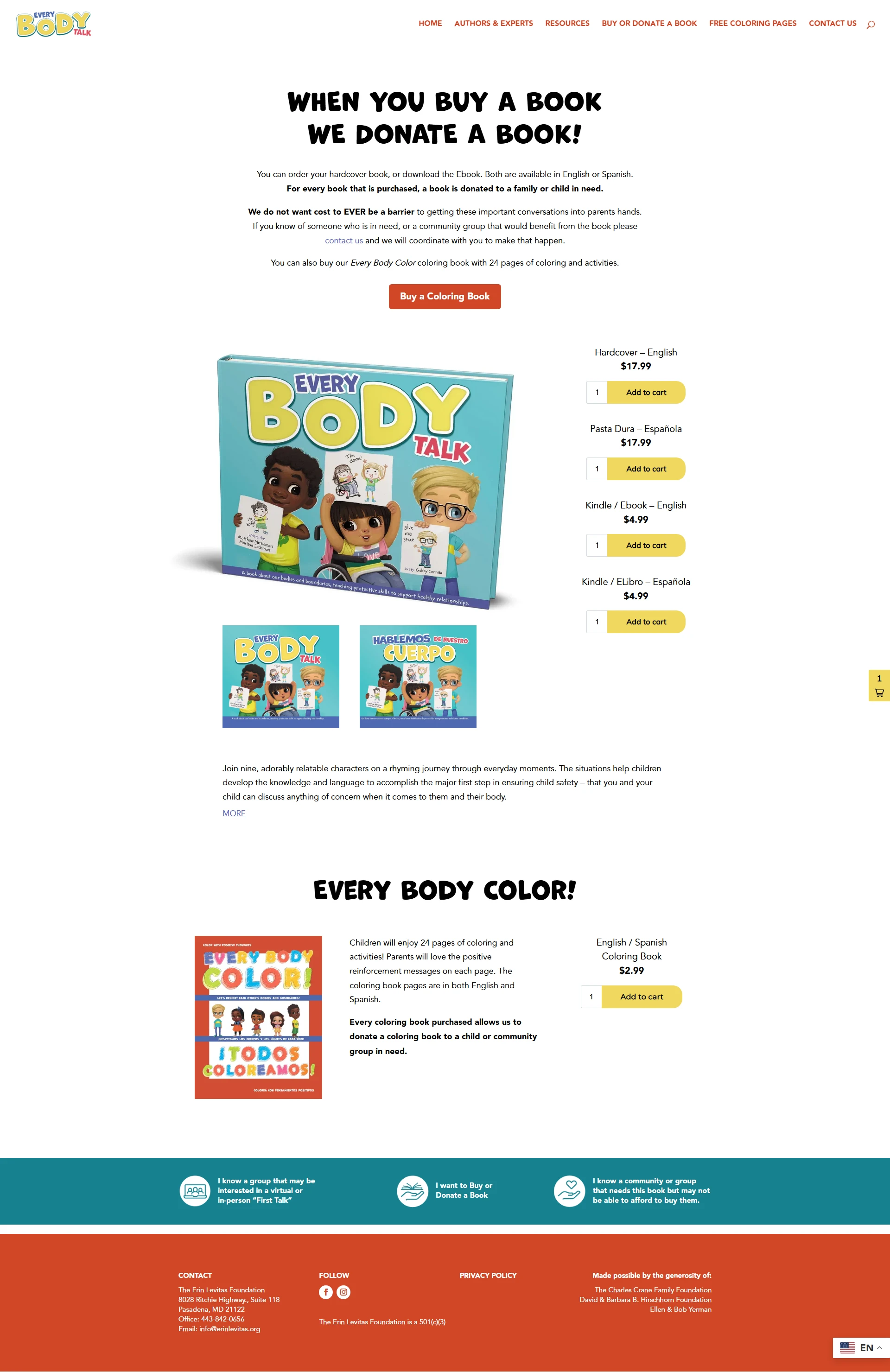 Erin Levitas Every Body Talk Book shop page mockup