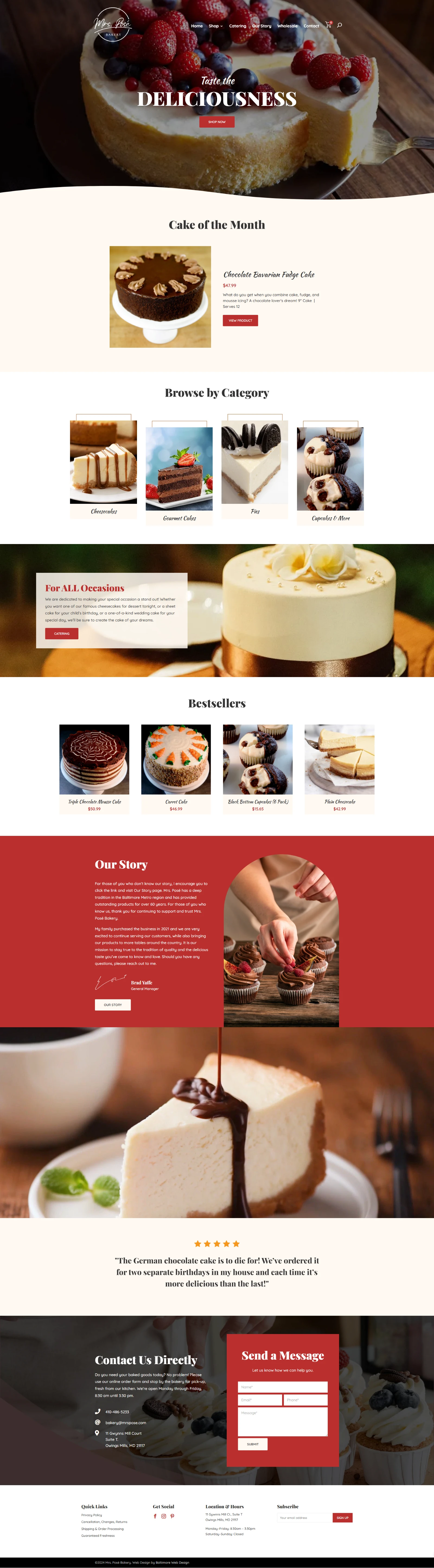 Mrs. Posé Bakery homepage mockup