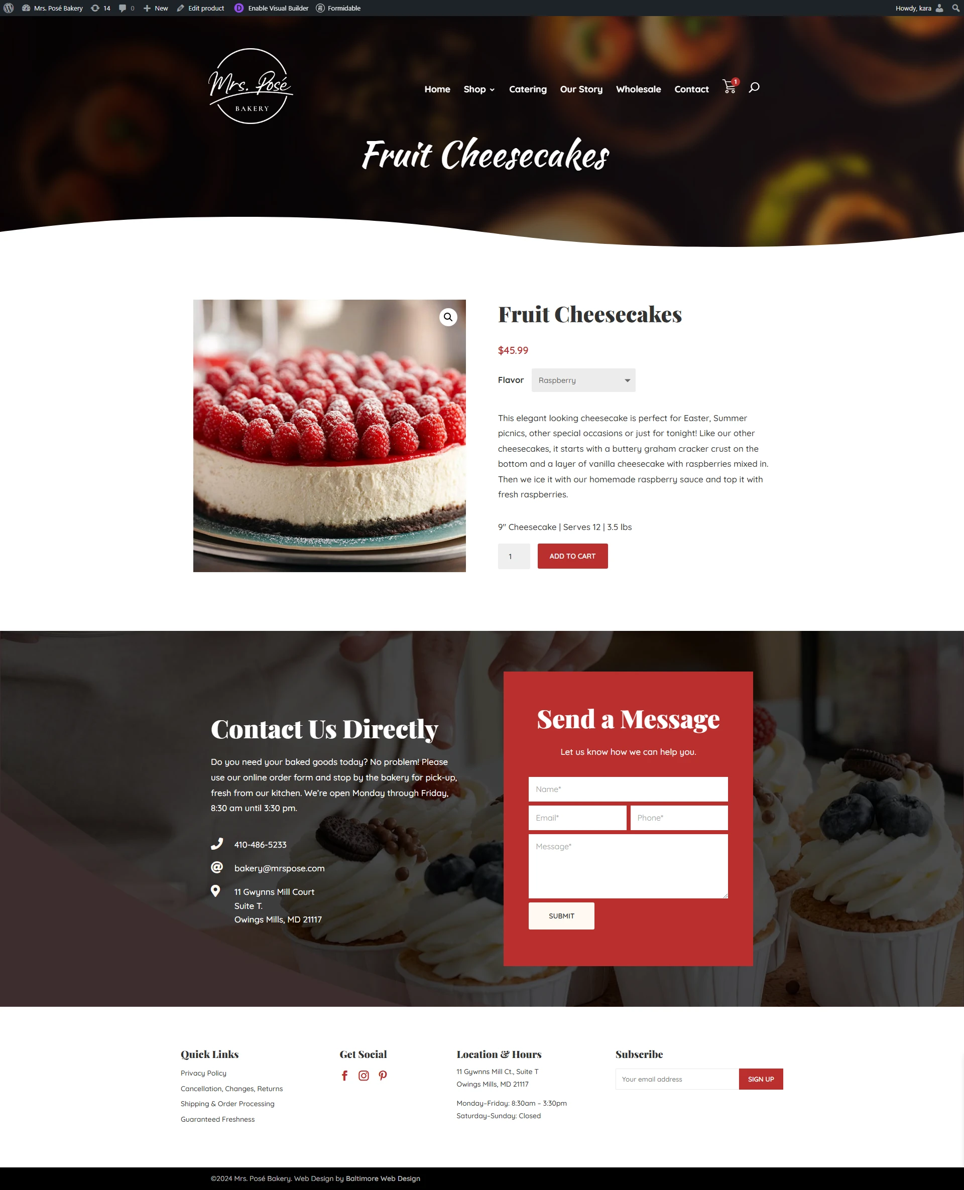 Mrs. Posé Bakery product page mockup